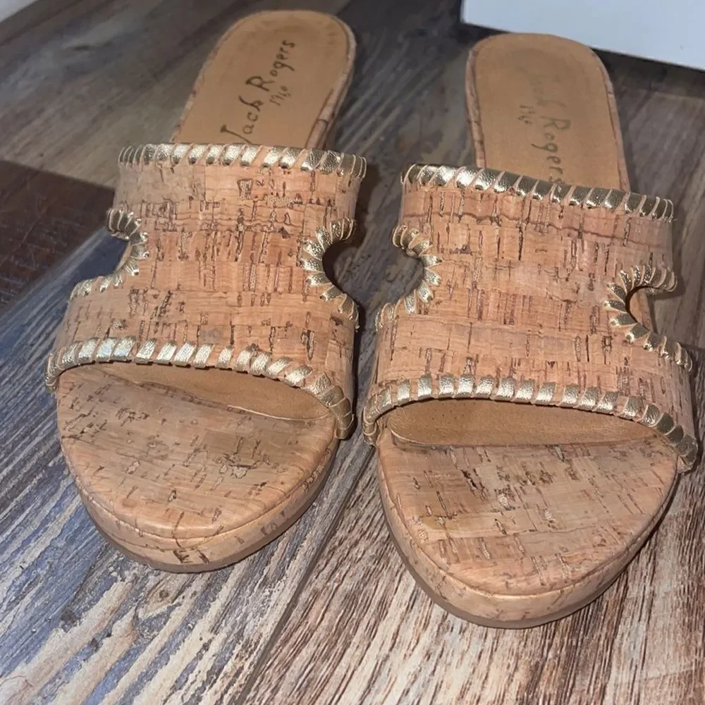 Jack Rogers Sloane Mid Wedge - Cork/Gold